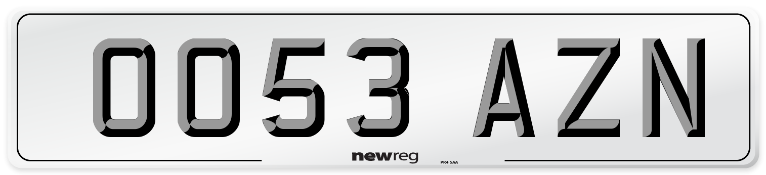 OO53 AZN Number Plate from New Reg